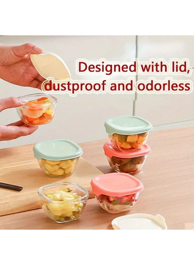 White Portable Glass Salad Bowl With Mini Storage Jar For Fresh Food Picnics Camping - Image 1
