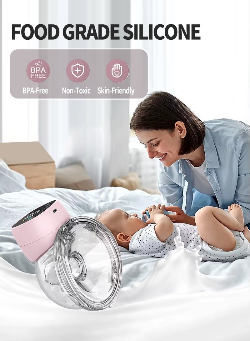Wearable Electric Breast Pump, Portable Anti-Reflux Breast Pump, 3 Modes and 9 Levels Touch Screen LED Display, USB Rechargeable, Ultra Quiet and Painless, Memory Function, Massageable - Image 2