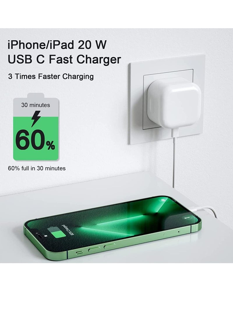 iPhone Charger, iPhone USB C Fast Charger Plug and 2M Cable [Apple MFi Certified] 20W PD Charger Plug Power Adapter with 6FT Cable for iPhone 14/13/12/11 Pro/Pro Max/XS Max/XS/XR/X/SE/8 7 - Image 2