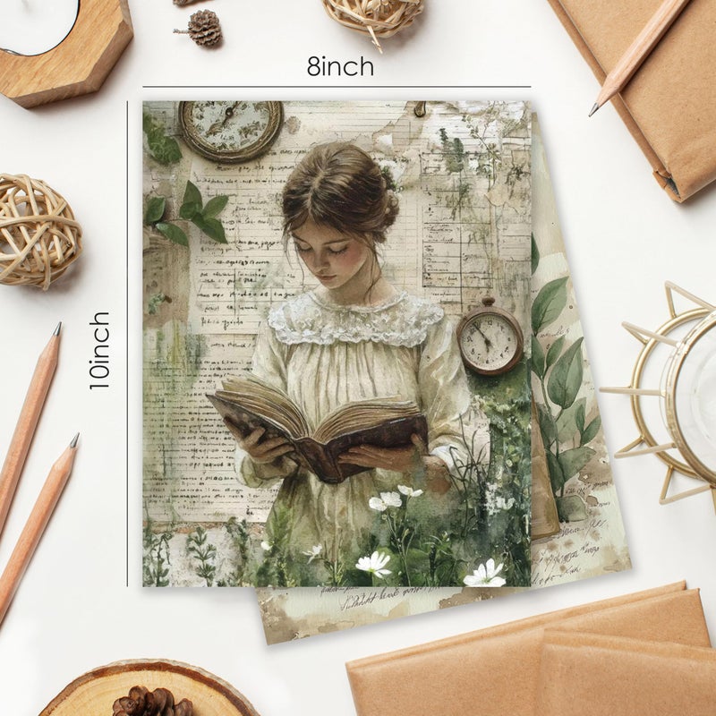 BESERH Nature Bookish Wall Decor, Vintage Botanical Book Wall Art Prints, Cottagecore Plant Woman Reader Book Posters for Reading Room Corner Nook Library, 8x10 Inches Set of 4 Unframed - Image 2