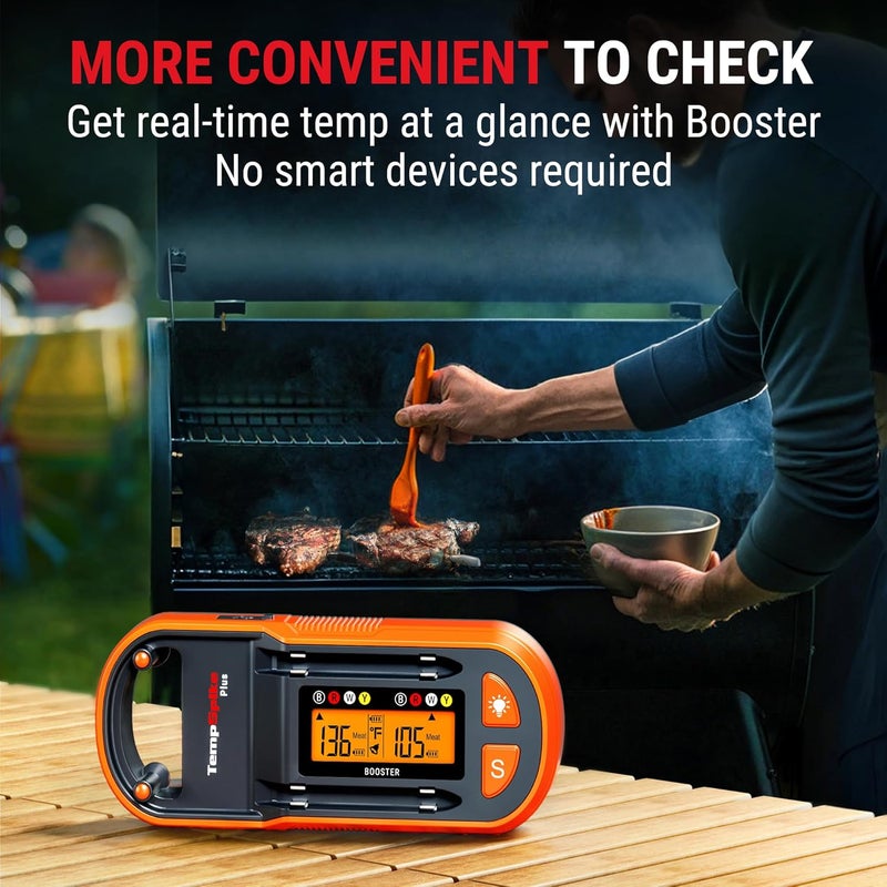ThermoPro ترمومتر لحوم لاسلكي TempSpike Plus 600 قدم مع 2 مسبار ملون، ترمومتر لحوم بلوتوث لاسلكي مع معزز LCD للطهي والشواء المدخن - Image 5