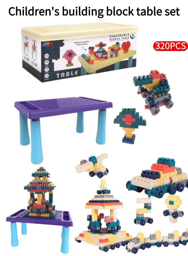 جني ثروة طاولة أنشطة للأطفال، تحتوي على 320 قطعة من مكعبات التكديس الكبيرة، وألعاب مكعبات، وطاولة مكعبات بناء متعددة الوظائف، وطاولة مكعبات بناء تعليمية متعددة الوظائف لمرحلة ما قبل المدرسة، ومجموعة مكعبات بناء كبيرة، مناسبة للأطفال من سن 3 سنوات فما فوق. - Image 1