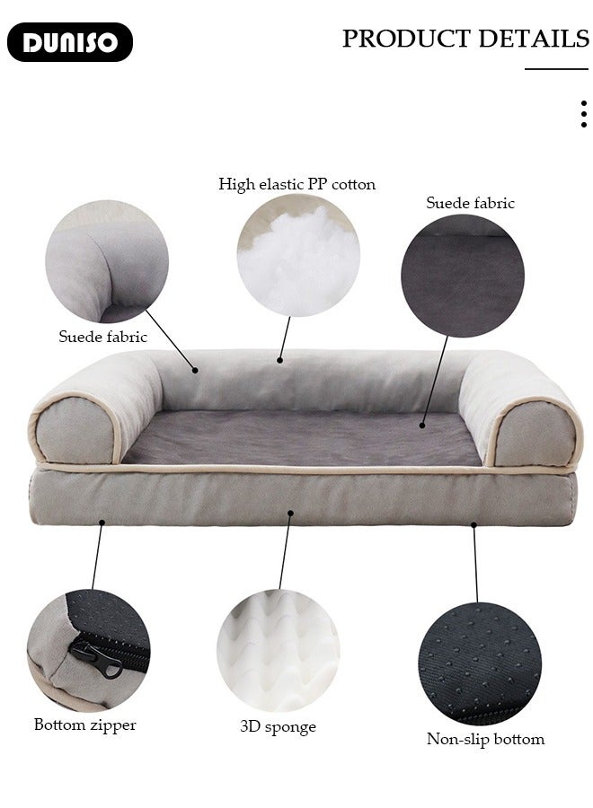 DUNISO Dog Bed, Non-Slip Pet Sofa Lounger Puppy Couch Removable Machine Washable Cover Cushion Big Cat Kennel Cot, Medium Large Adult Dogs Kitten Sleeping Mattress - Image 3