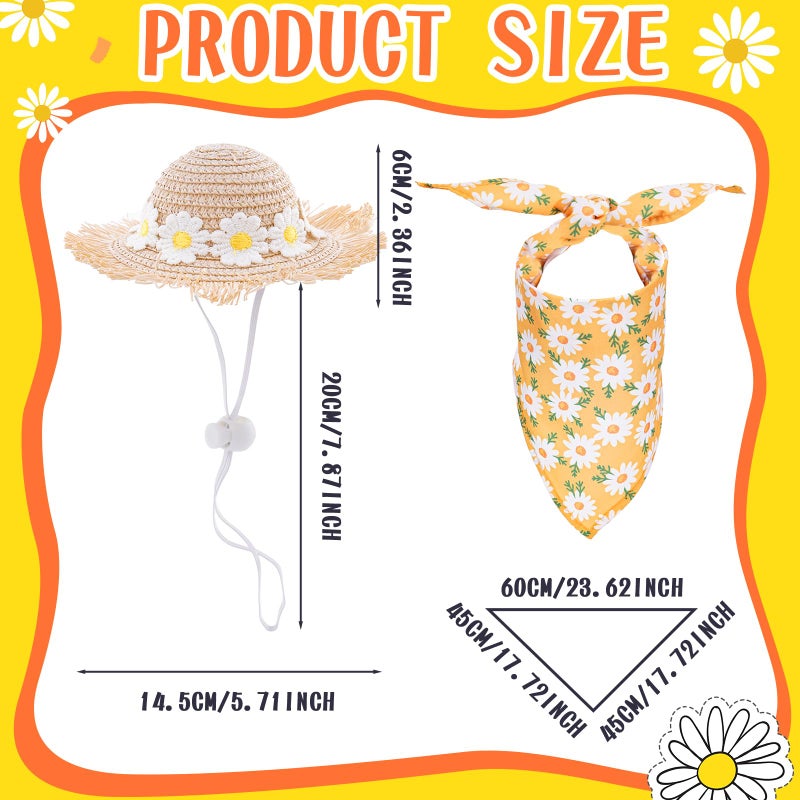 TAKEALOOKO Daisy Flower Outfit for Porch Goose - 2Pcs Summer Goose Clothes with Yellow Floral Hat & Bib Accessories for 23â€ Cement or Plastic Gooses Statue, Garden Lawn Porch Decoration - Image 5