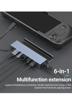 For Valve Steam Deck 6 in 1 Dock Docking Station, 4K@60Hz HDMI, USB C PD 100W, Rj45 Ethernet,USB 2.0 x 3 , Aluminum Steam Deck Stand