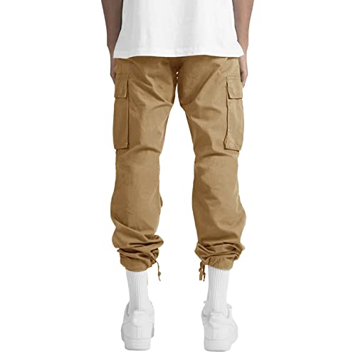 WZIKAI Mens Cargo Pants Casual Joggers Hiking Pants Loose Straight Athletic Workout Sweatpants with Pockets Khaki M - Image 4