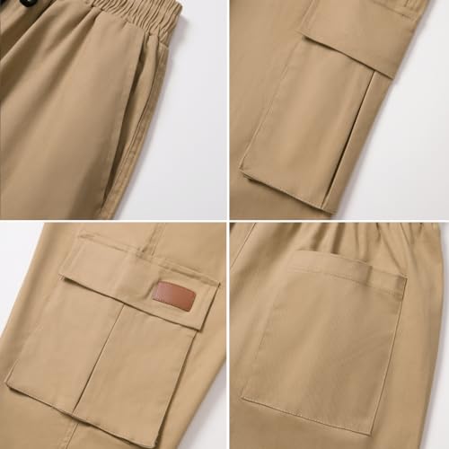 WZIKAI Mens Cargo Pants Casual Joggers Hiking Pants Loose Straight Athletic Workout Sweatpants with Pockets Khaki M - Image 5