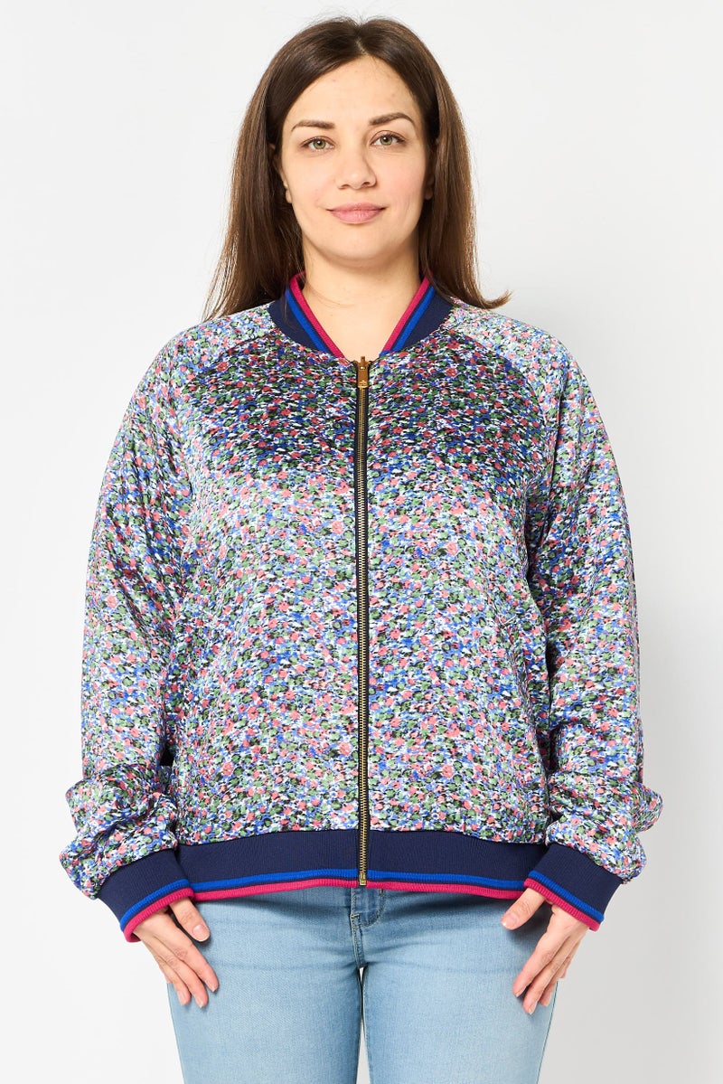 Scotch & Soda Women Allover Print Reversible Bomber Jacket, Multicolor - Image 1
