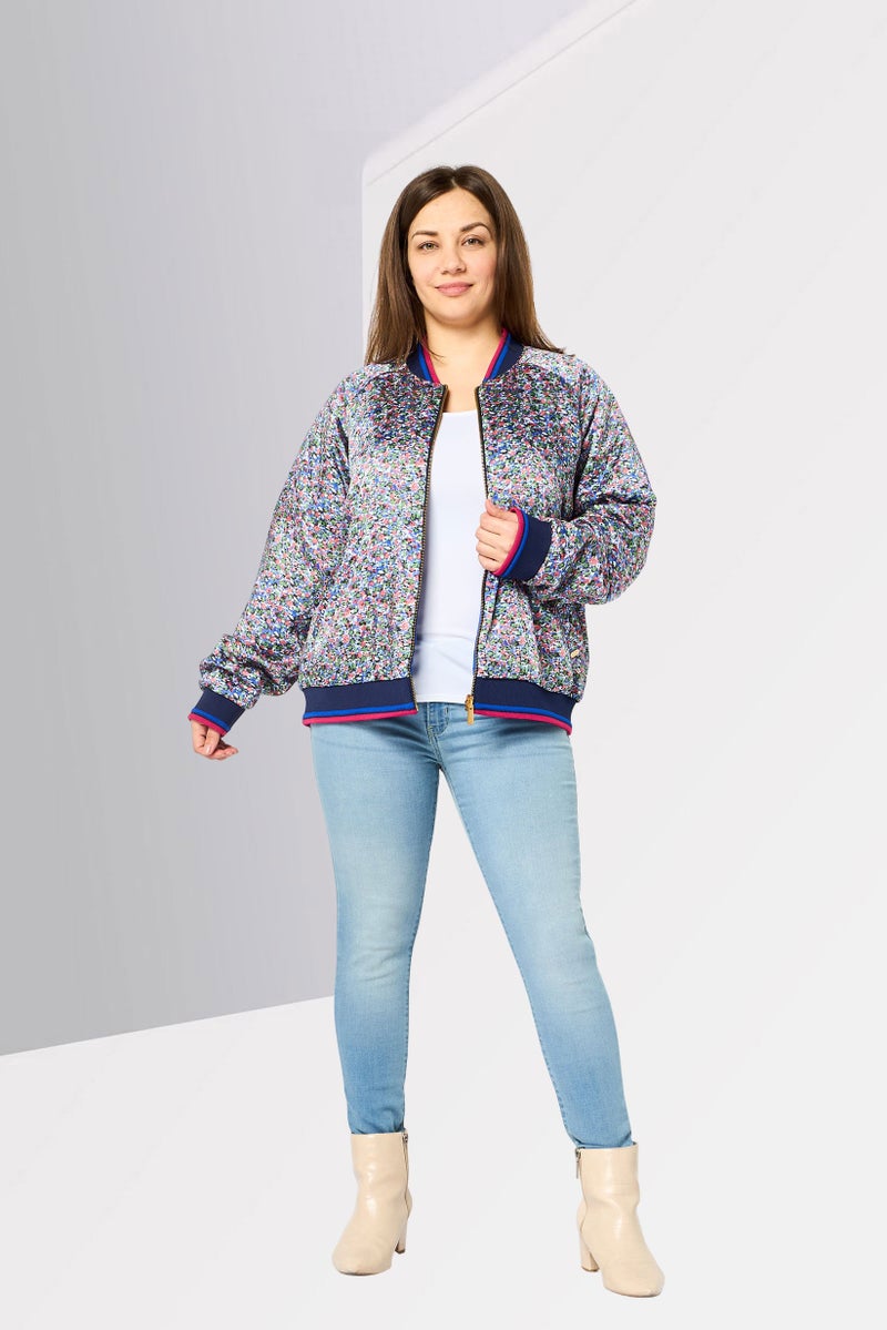 Scotch & Soda Women Allover Print Reversible Bomber Jacket, Multicolor - Image 2