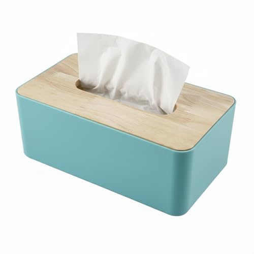 oddpod™ Modern Pine Wood & Plastic Tissue Paper Holder & Napkin Dispenser for Office, Living Room, Bedroom, Night Stand & Desk - Teal - Image 1