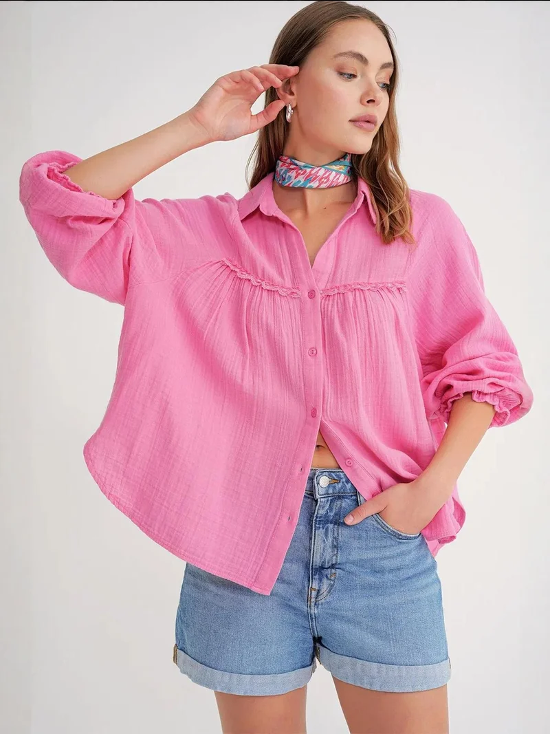 Mixray Textured Cotton Button-Up Shirt