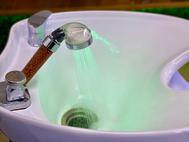 s socila Socila LED Sprayer Head Color Changing for Shampoo bowl, Salon Shampoo Bowl Spray Head High Pressure, auto color-changing, Filter By Stones For Dry & frizz Hair - Image 1