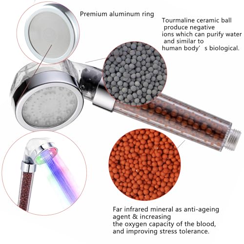 s socila Socila LED Sprayer Head Color Changing for Shampoo bowl, Salon Shampoo Bowl Spray Head High Pressure, auto color-changing, Filter By Stones For Dry & frizz Hair - Image 2