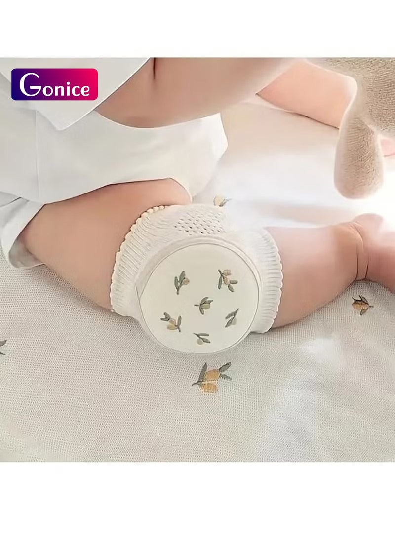 Gonice Baby Knee Pads Summer Thin Baby Learning To Climb, Anti-fall Embroidered Mesh Crawling Protective Gear Elastic Sponge Elbow Pads  - Image 1
