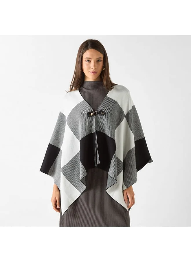 Iconic Iconic Textured Reversable Asymmetric Poncho