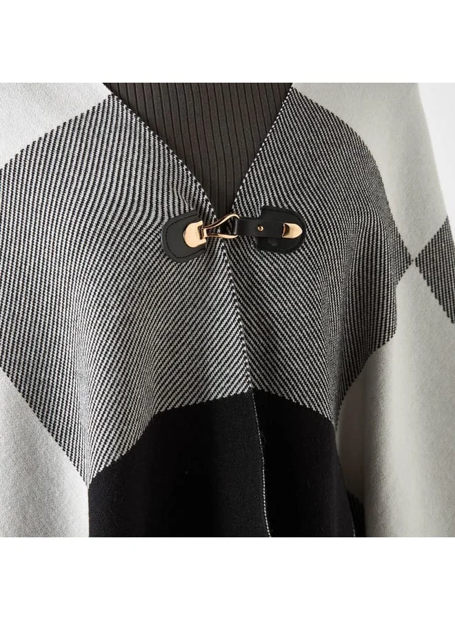 Iconic Iconic Textured Reversable Asymmetric Poncho