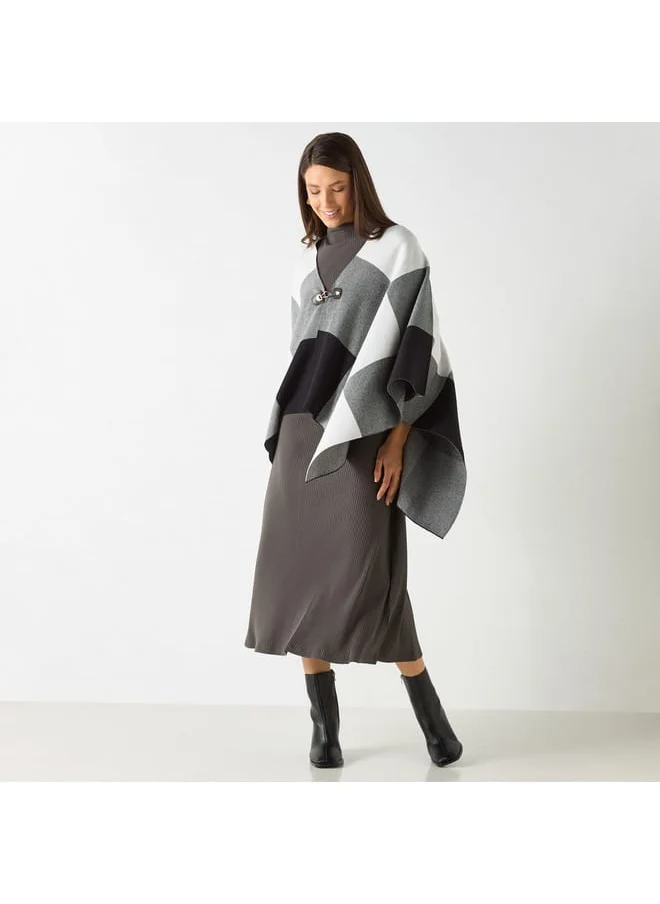 Iconic Iconic Textured Reversable Asymmetric Poncho
