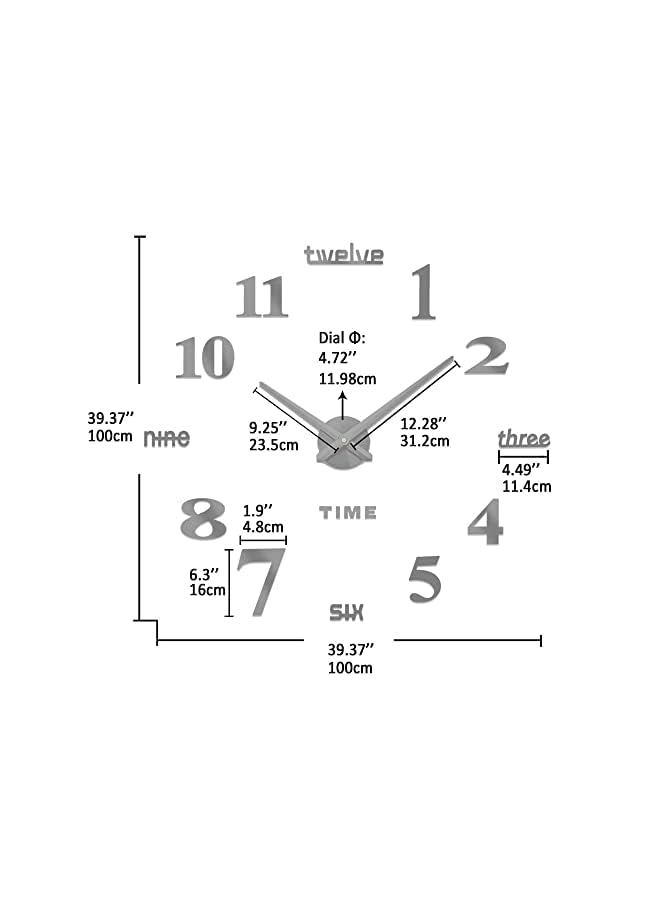 Raxoom Large DIY 3D Wall Clock with Mirror Numbers Stickers - Image 3