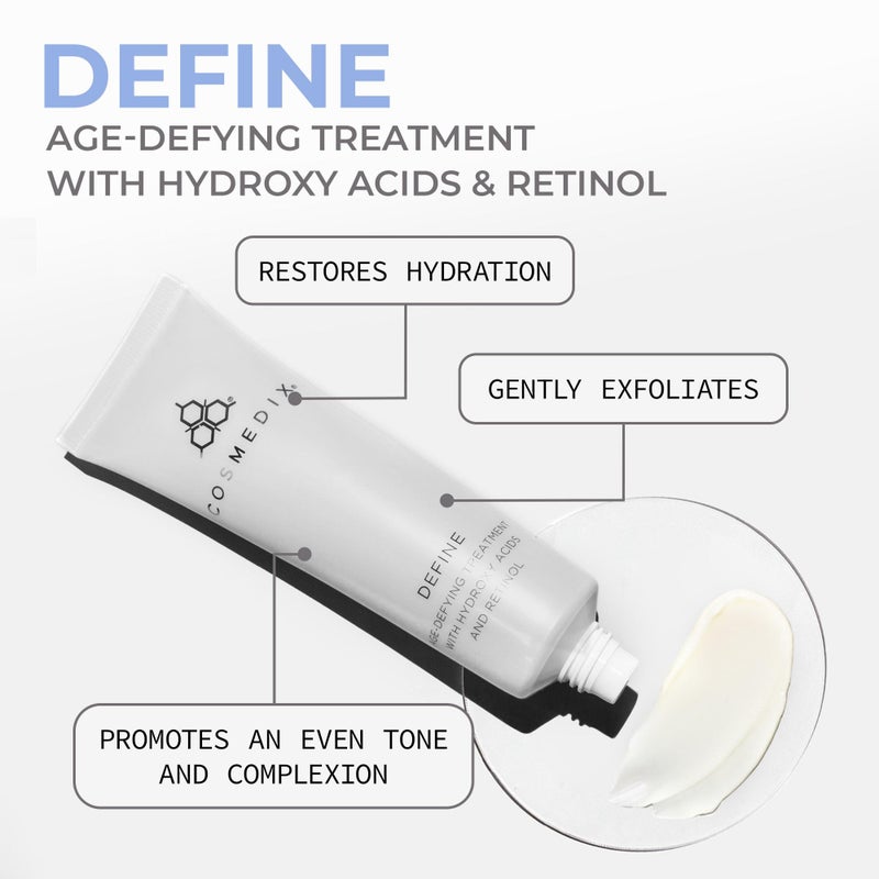 COSMEDIX Define Anti-Aging Face Cream with Hydroxy Acid & Retinol Complex - Age-Defying Facial Moisturizer for Fine Lines, Wrinkles & Uneven Skin - Lightweight PM Facial Treatment for All Skin Type - Image 2