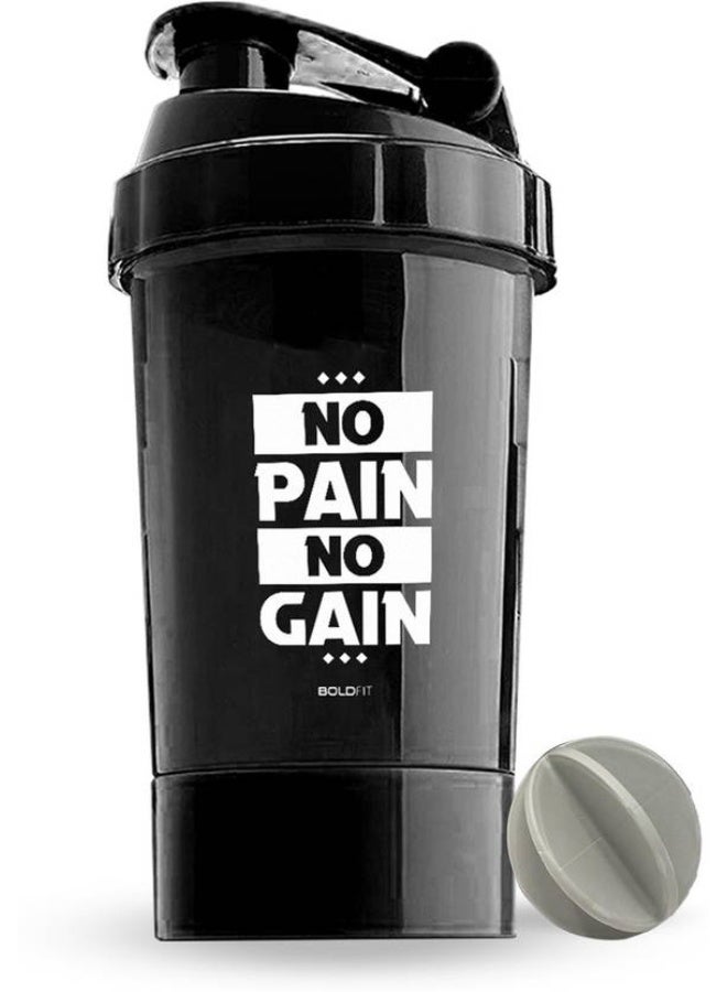 BOLDFIT BOLDFIT Shaker Bottles For Protein Gym Sipper Bottle With Compartments Men Women 500 ml Shaker  (Pack of 1, Black, Plastic)  - Image 1
