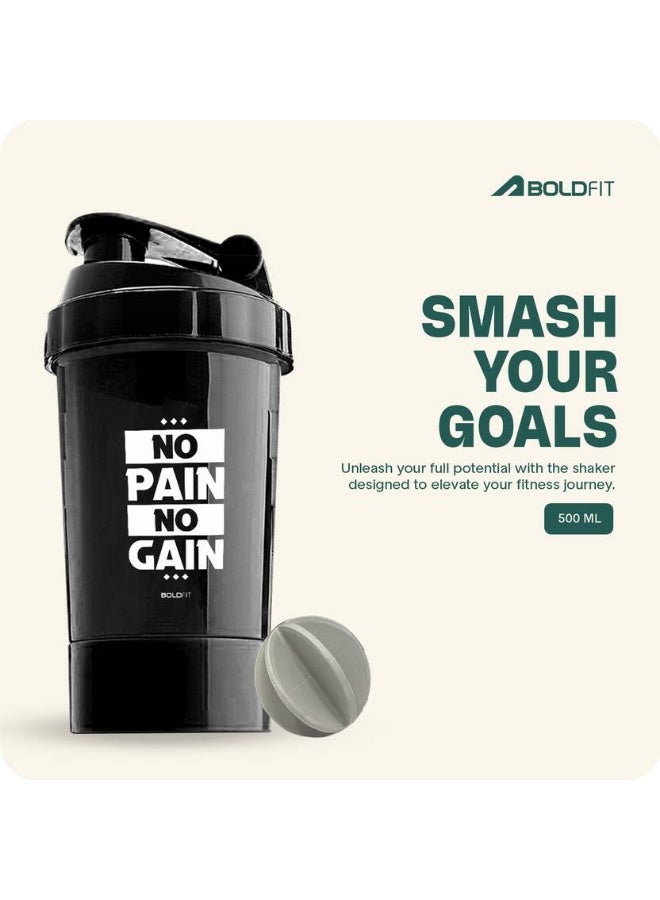 BOLDFIT BOLDFIT Shaker Bottles For Protein Gym Sipper Bottle With Compartments Men Women 500 ml Shaker  (Pack of 1, Black, Plastic)  - Image 4