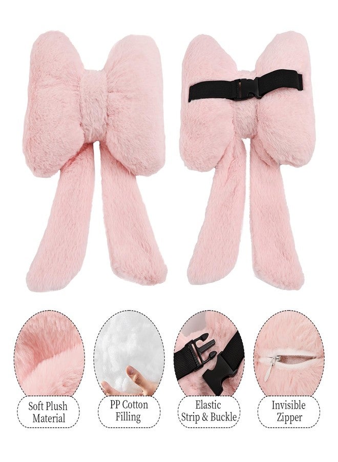 iHUFeather 2 Pack Bow Car Headrest Pillows Plush Neck Pillows for Travel Driving Office Chair Head Support Cushions, Also Cute Car Decor Accessories for Women (Pink) - Image 5