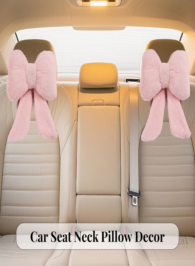 iHUFeather 2 Pack Bow Car Headrest Pillows Plush Neck Pillows for Travel Driving Office Chair Head Support Cushions, Also Cute Car Decor Accessories for Women (Pink) - Image 4