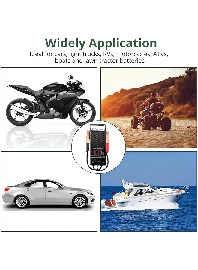 Excefore Car Battery Tester, 6/8/12/16/24V Battery Load Tester, Automotive Car Battery Load Tester, Battery Charging System Tester And Voltmeter Tester With Lcd Display For Suv, Cars, Golf, Motorcycles - Image 5