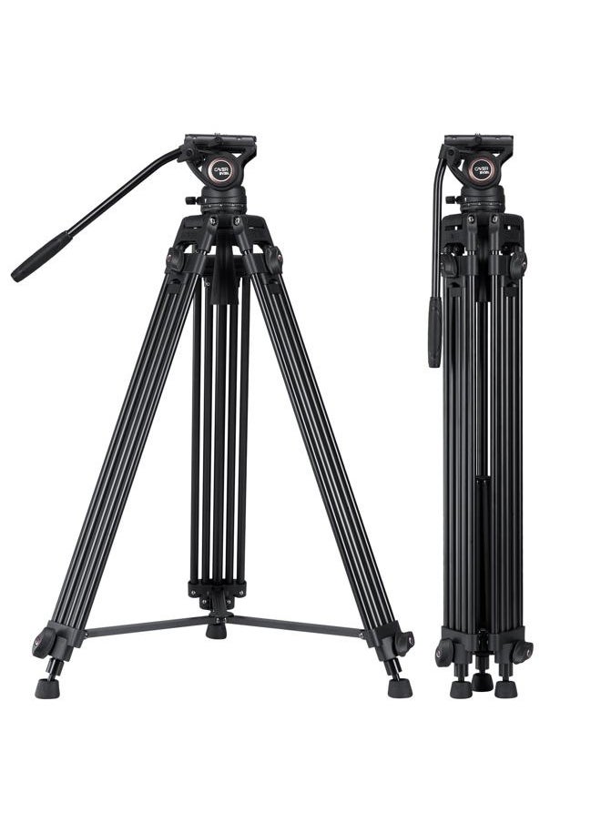 Cayer - BV30L Video Tripod System, 72" Heavy Duty Aluminum Twin Tube Tripod with K3 Fluid Head, 75mm Flat Base, Max Load 13.2lbs, for DSLR Cameras, Camcorders, Includes 2 Quick Release Plates - Image 1