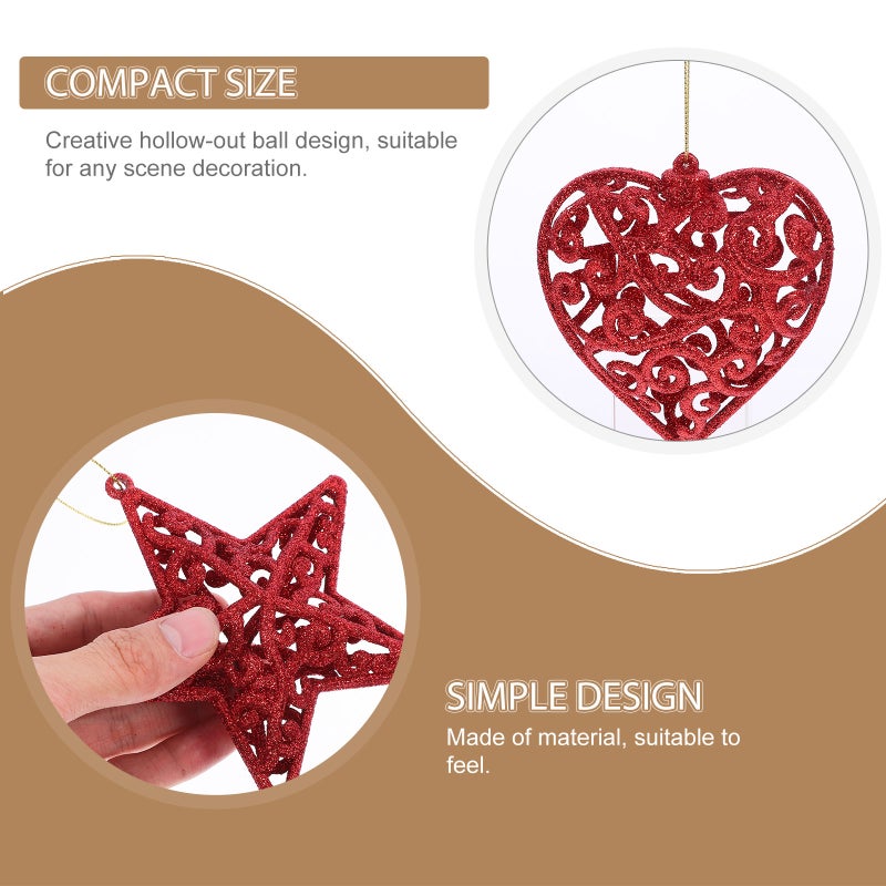8 Pcs Hanging Pendants Five-pointed Star Ornament Hollow Out Pendant - Image 3