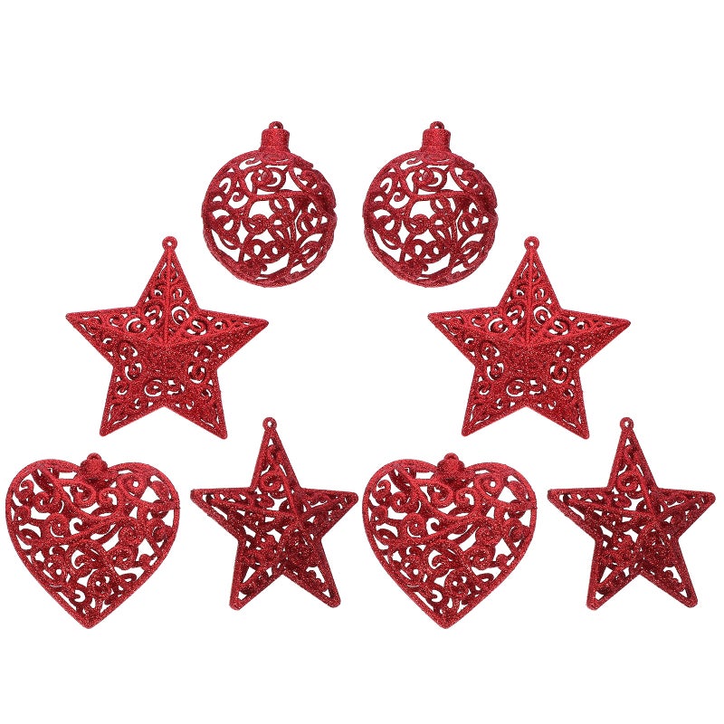 8 Pcs Hanging Pendants Five-pointed Star Ornament Hollow Out Pendant - Image 4