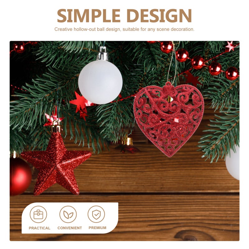 8 Pcs Hanging Pendants Five-pointed Star Ornament Hollow Out Pendant - Image 5