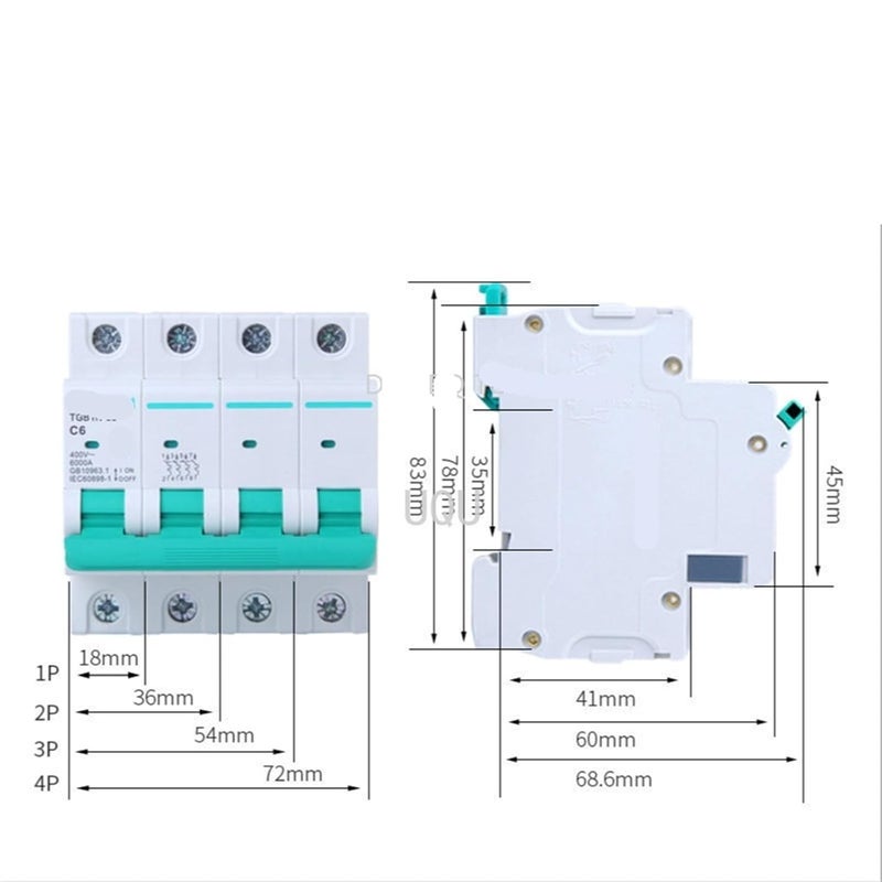 4P 4A DC 220V 380V Solar Mini Circuit Breaker MCB Fuse 1Pcs - Image 4