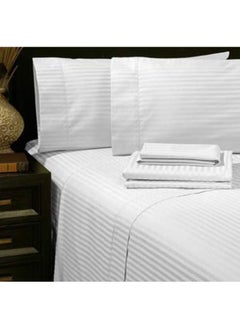MIRFA Experience Ultimate Luxury with Our Elegant Comfort 3-Piece Damask Stripe Super King Size Bed Sheet Set – 300 Thread Count, Wrinkle Resistant, and Made in Pakistan  - Image 2
