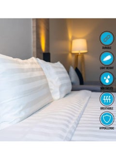 MIRFA Experience Ultimate Luxury with Our Elegant Comfort 3-Piece Damask Stripe Super King Size Bed Sheet Set – 300 Thread Count, Wrinkle Resistant, and Made in Pakistan  - Image 4