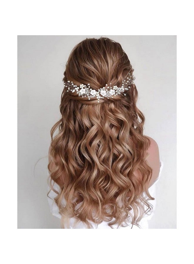 GORAIS Flower Bride Wedding Hair Vine Crystal Bridal Headpieces Pearl Hair Accessories For Women And Girls (A-Silver) - Image 2