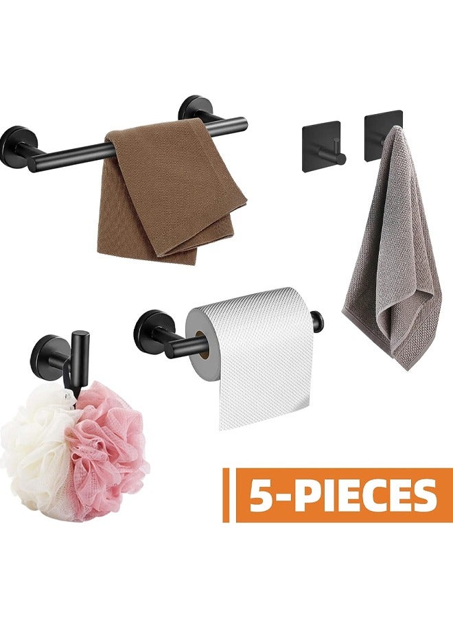 Generic - 5-Pieces Matte Black Bathroom Accessories Set Stainless Steel Bathroom Hardware Set Bath Towel Bar Set Towel Racks for Bathroom Wall Mounted - Image 1