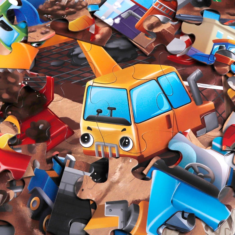 IFLOVE Jumbo Floor Puzzle for Kids,Construction Site Jigsaw Large Puzzles,48 Piece Construction Vehicle Puzzle for Toddler Ages 3-5,Children Learning Preschool Educational Toys,Gift for 4-8 Years Old - Image 3