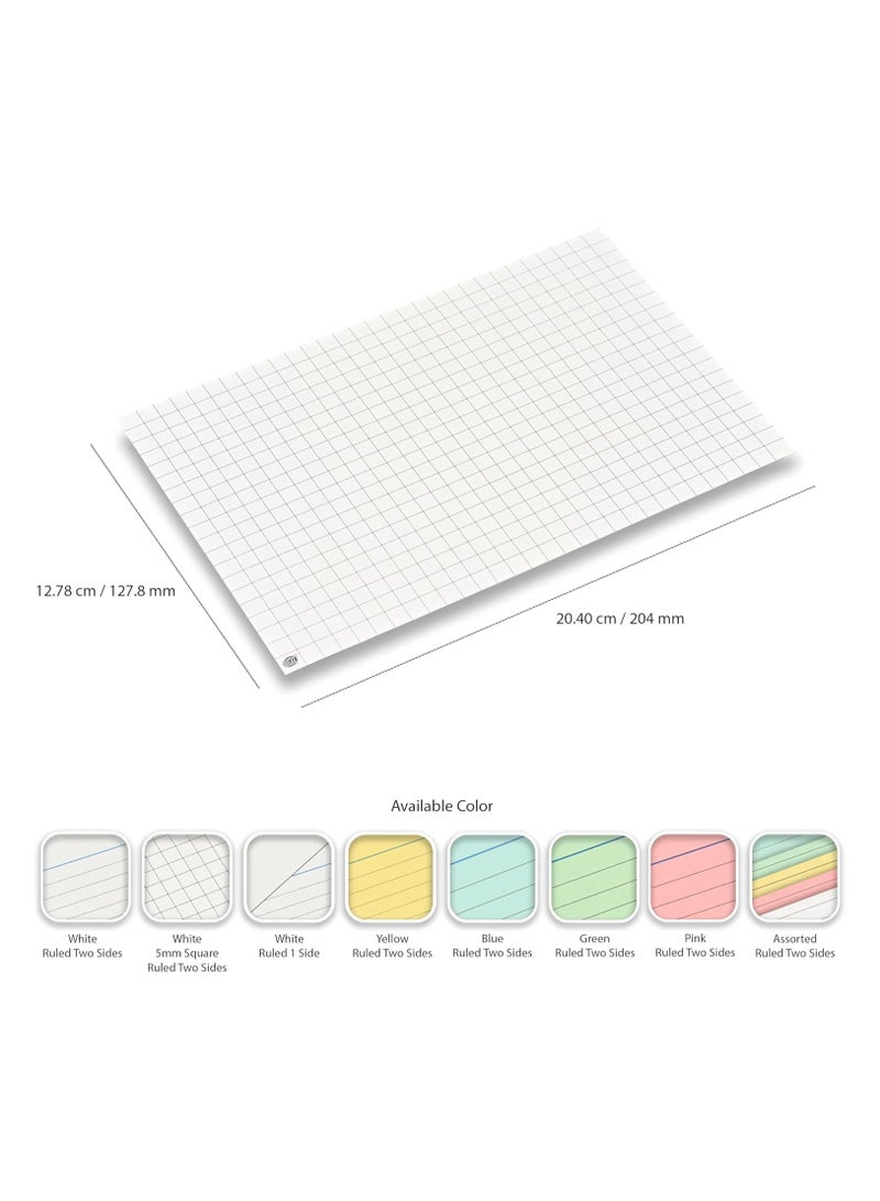 FIS® Ruled Record Cards or Index Cards, Size:8"x5" Inches (203x127mm), Two Sides 5mm Square Lines Ruling, 100 Sheets Per Packet, Packet of 3 Pieces, White Color-FSIC85SQ-3 - Image 5