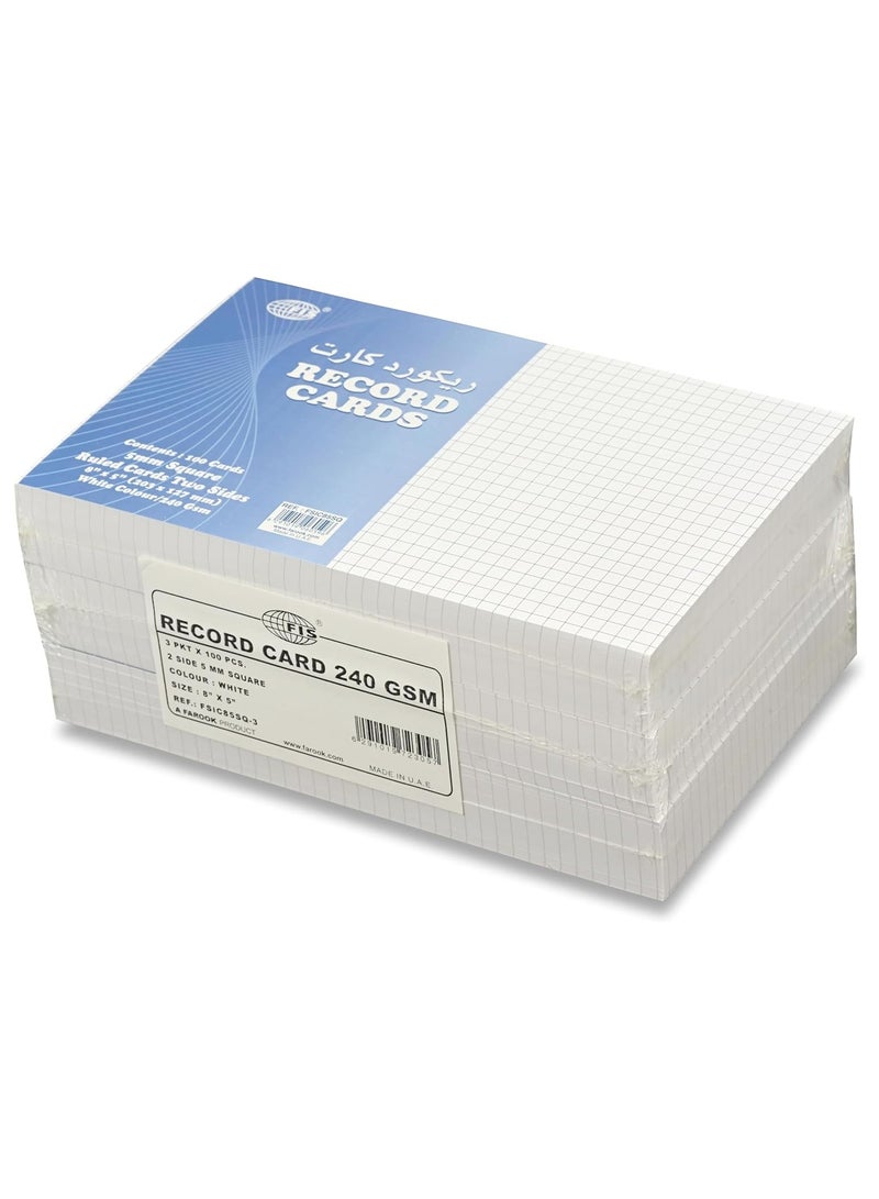 FIS® Ruled Record Cards or Index Cards, Size:8"x5" Inches (203x127mm), Two Sides 5mm Square Lines Ruling, 100 Sheets Per Packet, Packet of 3 Pieces, White Color-FSIC85SQ-3 - Image 4