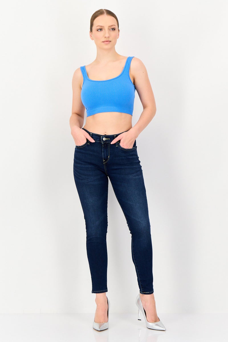 Levi's Women Super Skinny Fit Washed Stretchable 710 Jeans, Dark Blue - Image 2