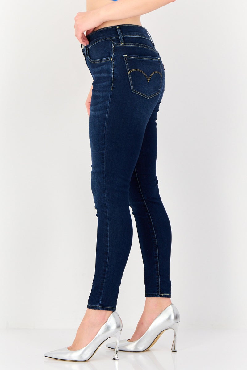Levi's Women Super Skinny Fit Washed Stretchable 710 Jeans, Dark Blue - Image 3