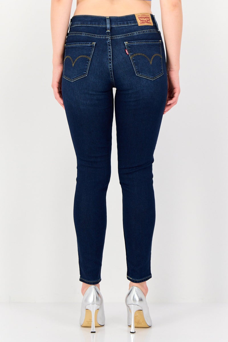Levi's Women Super Skinny Fit Washed Stretchable 710 Jeans, Dark Blue - Image 4
