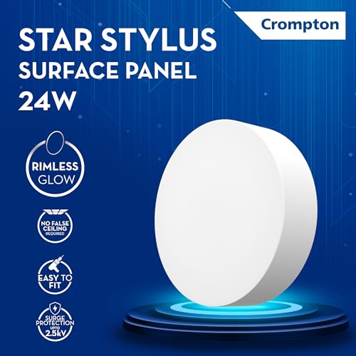 Crompton Platina Star Stylus Surface Panel 24W Round Warm White | Pack of 1 | No False Ceiling Required, Outer Dimension: 193 mm | Surface Mount | for Hall, Bedroom, Kitchen, Office, Store - Image 2