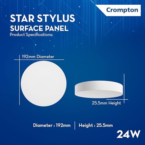 Crompton Platina Star Stylus Surface Panel 24W Round Warm White | Pack of 1 | No False Ceiling Required, Outer Dimension: 193 mm | Surface Mount | for Hall, Bedroom, Kitchen, Office, Store - Image 3