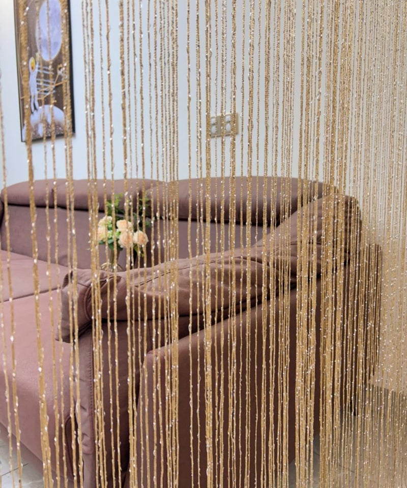 ave split Decorative Door String Curtain Wall Panel Fringe Window Room Divider Blind Divider Tassel Screen Home 100x200centimeter (Champagne18) - Image 3