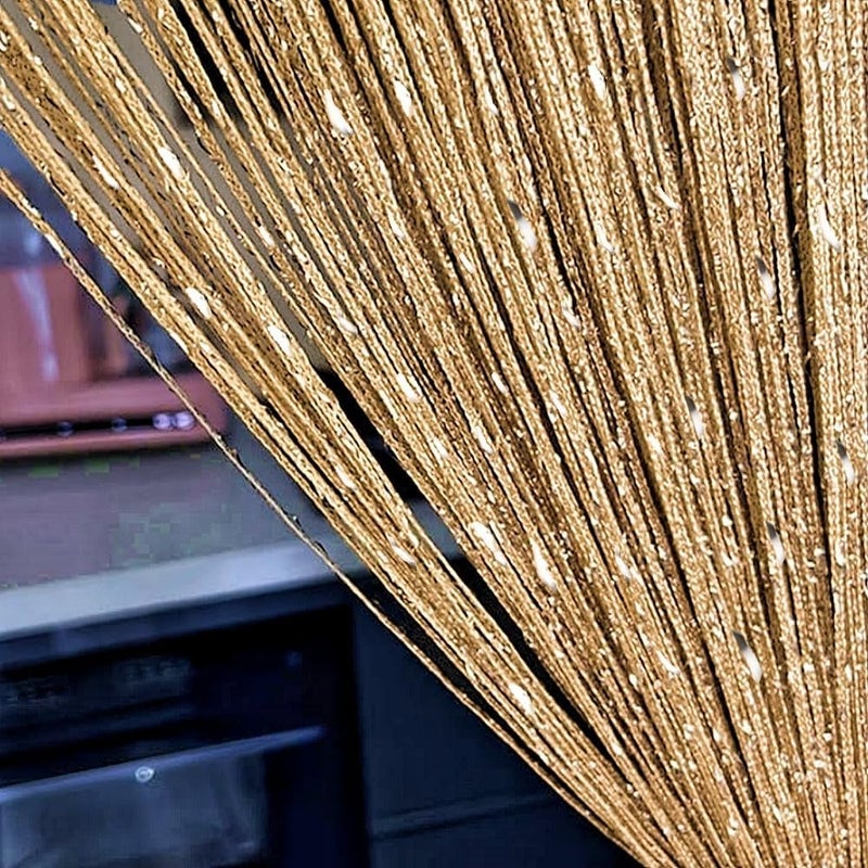 ave split Decorative Door String Curtain Wall Panel Fringe Window Room Divider Blind Divider Tassel Screen Home 100x200centimeter (Champagne18) - Image 2