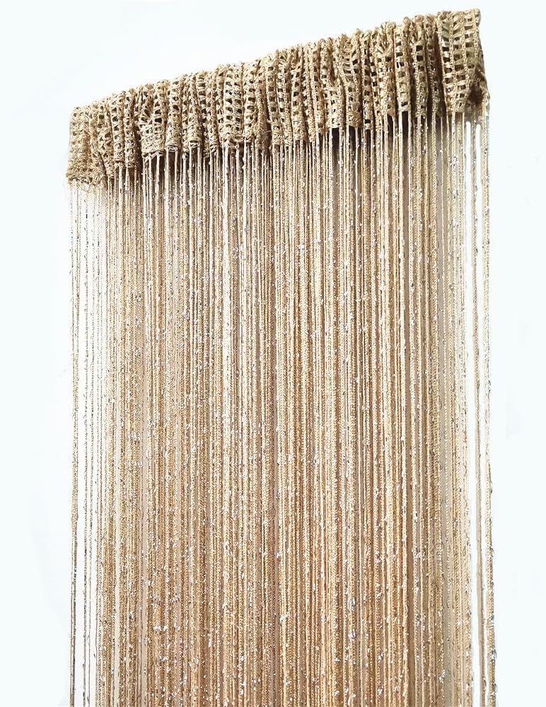 ave split Decorative Door String Curtain Wall Panel Fringe Window Room Divider Blind Divider Tassel Screen Home 100x200centimeter (Champagne18) - Image 5