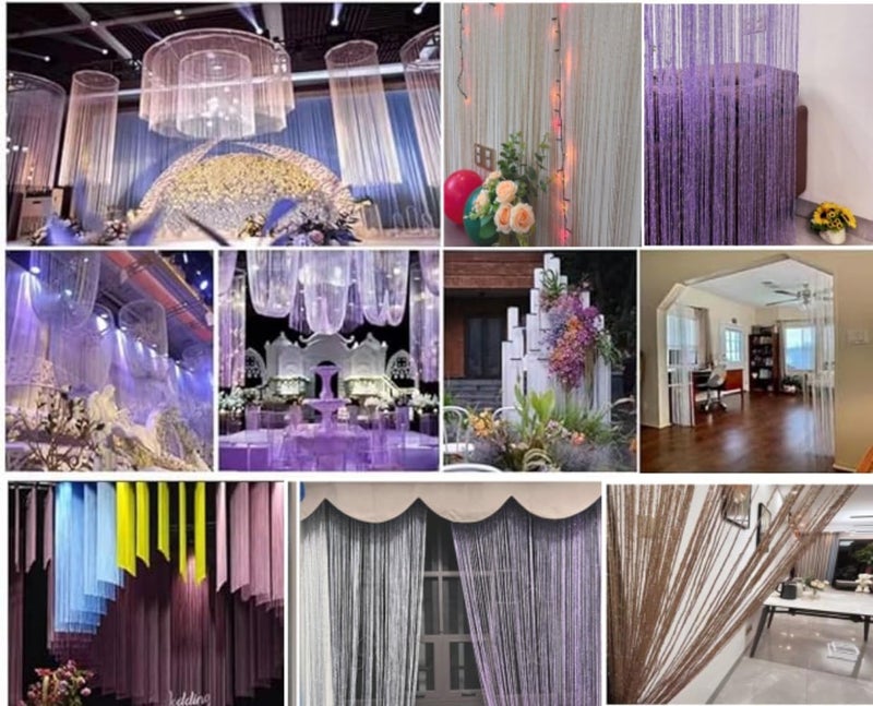 ave split Decorative Door String Curtain Wall Panel Fringe Window Room Divider Blind Divider Tassel Screen Home 100x200centimeter (Champagne18) - Image 4