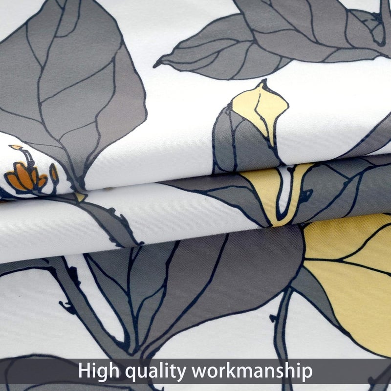 DriftAway Ryan Sketch Flower Floral Branch Leaves Lined Thermal Insulated Window Curtain Valance Rod Pocket 52 Inch by 18 Inch Plus 2 Inch Header Yellow Gray - Image 4
